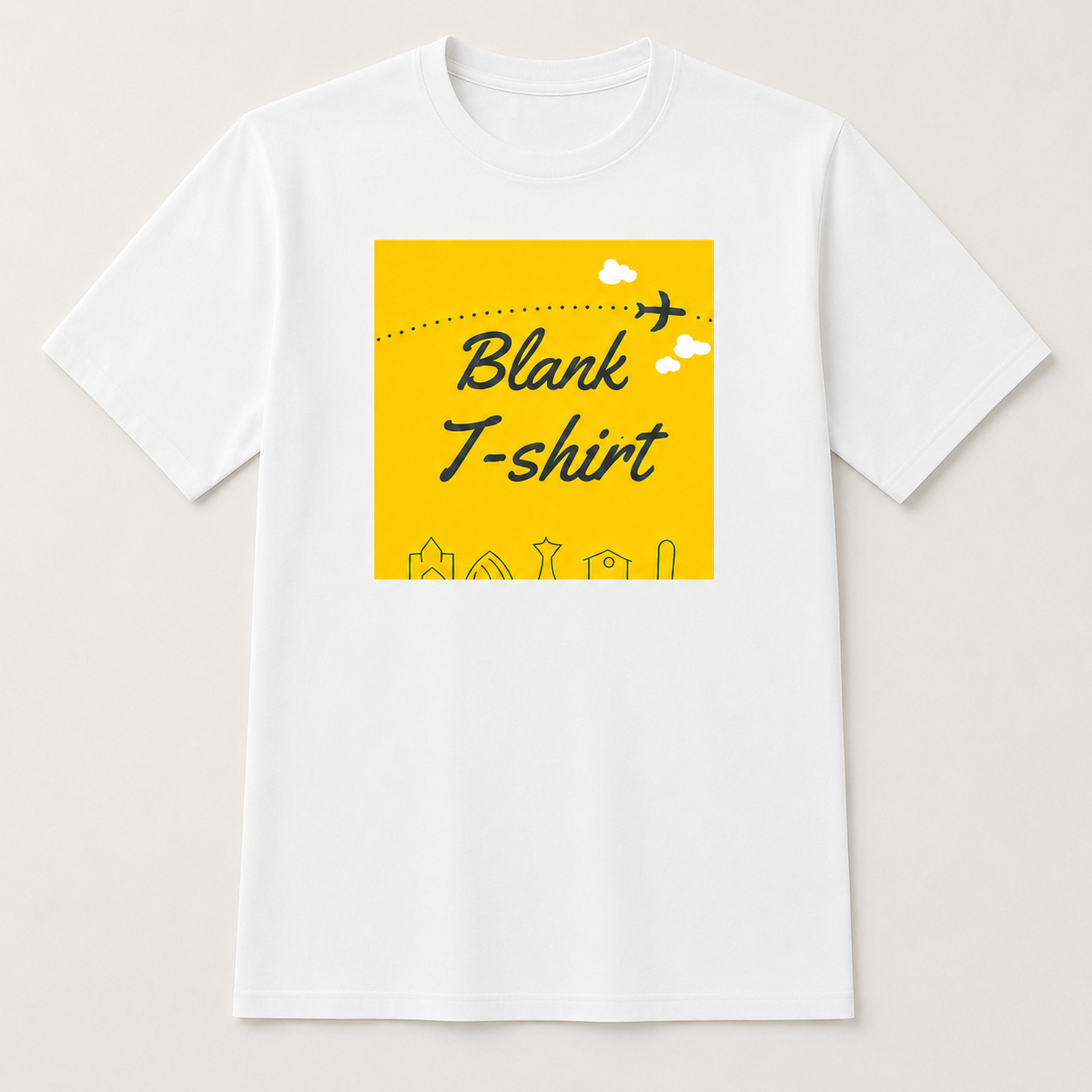 Top-down flat lay image of the same T-shirt, created using ListingReady with the full product visible and the original colour, print, stitching, collar and proportions preserved.